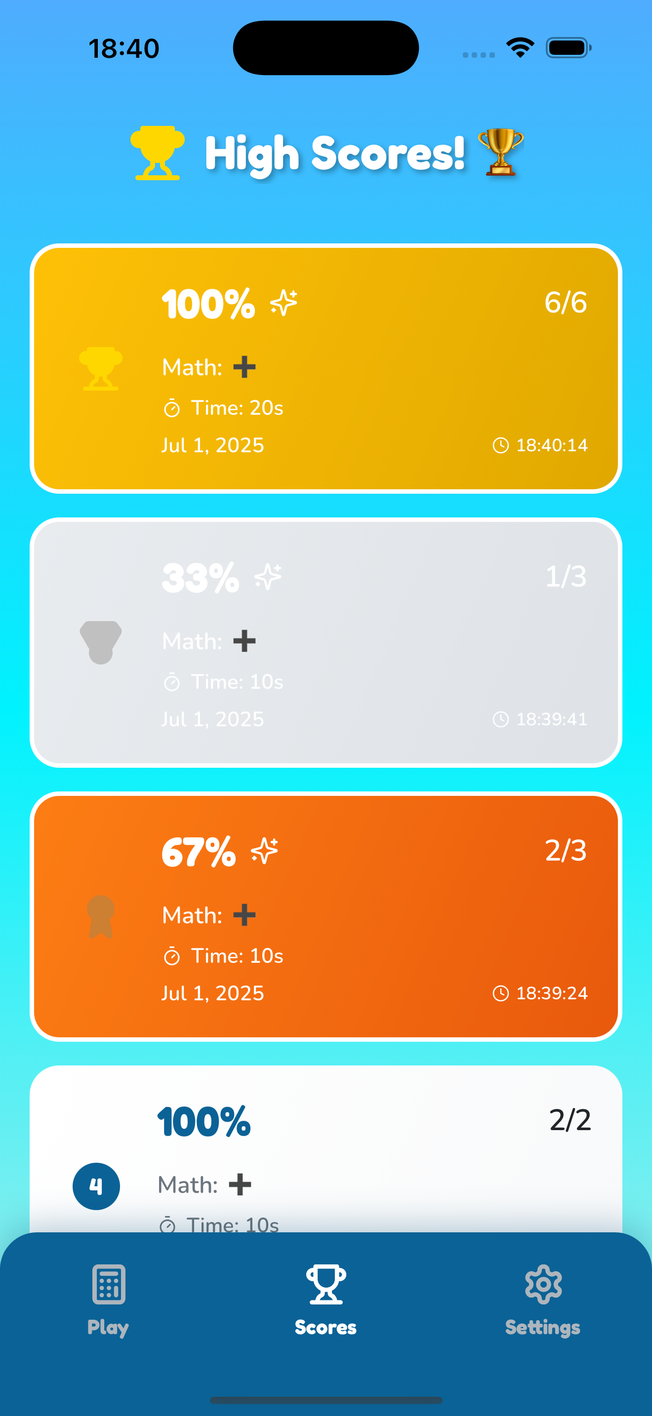 High Scores Leaderboard - Track progress and achievements